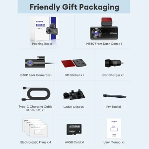 Dash Cam 5k Front Rear Car Camera Night Vision